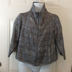 Ruby Rd. Gray 3/4 sleeve zip front jacket